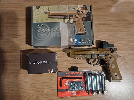 Beretta M9A3 FM FDE CO2 4,5mm BB Blowback Vollmetall z Red Dot Rotpunktvisier !