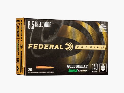 Federal Ammunition 6.5 Creedmoor Premium Gold Medal Sierra Match King 9,1g/140gr.