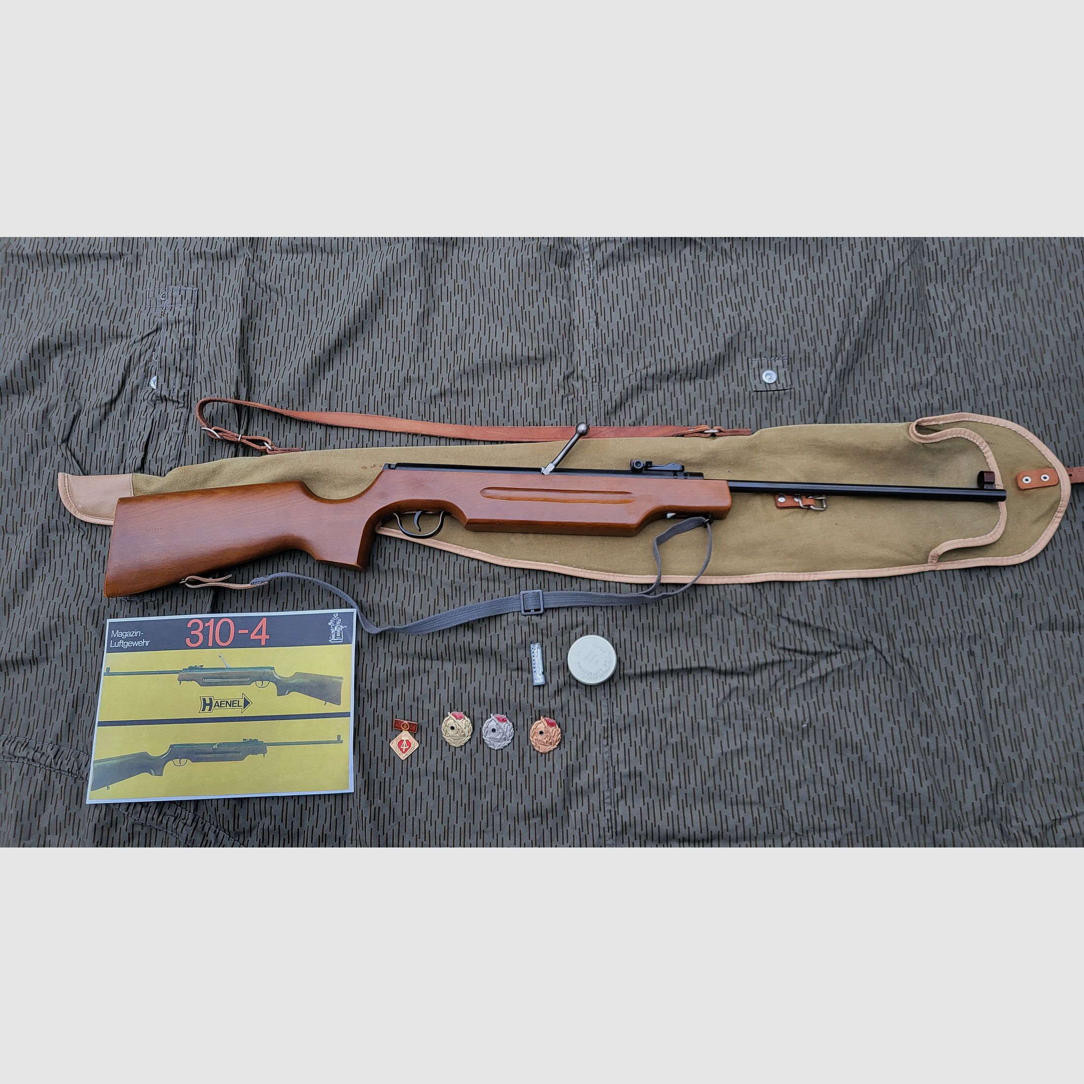 Fusil à air DDR avec chargeur Haenel 310-4 avec sacoche