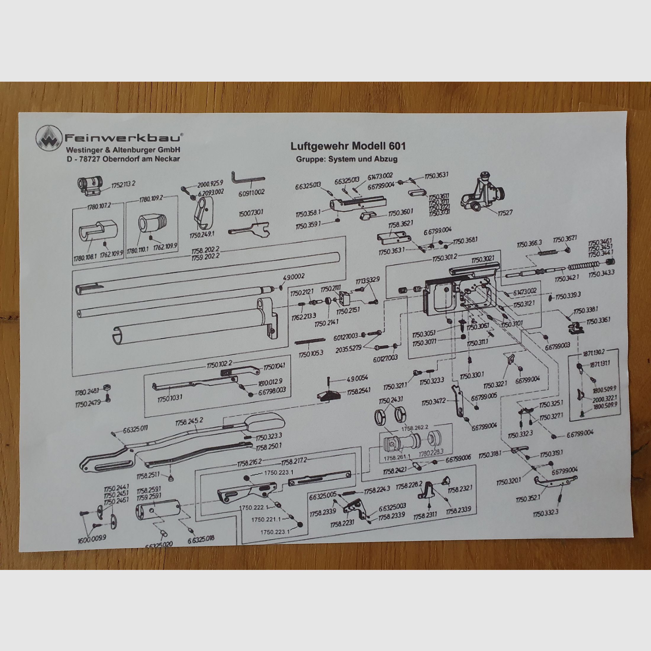 Air rifle model 601 Feinwerkbau including carrying case