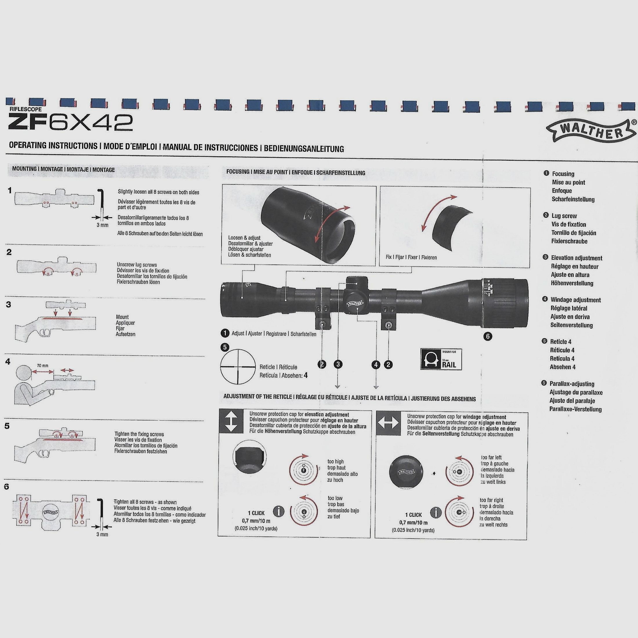 Hämmerli 850 Air Magnum fucile a ripetizione cal. 4,5mm (.177, 7,5 Joule) con telescopio Walther 6 x 42 e accessori