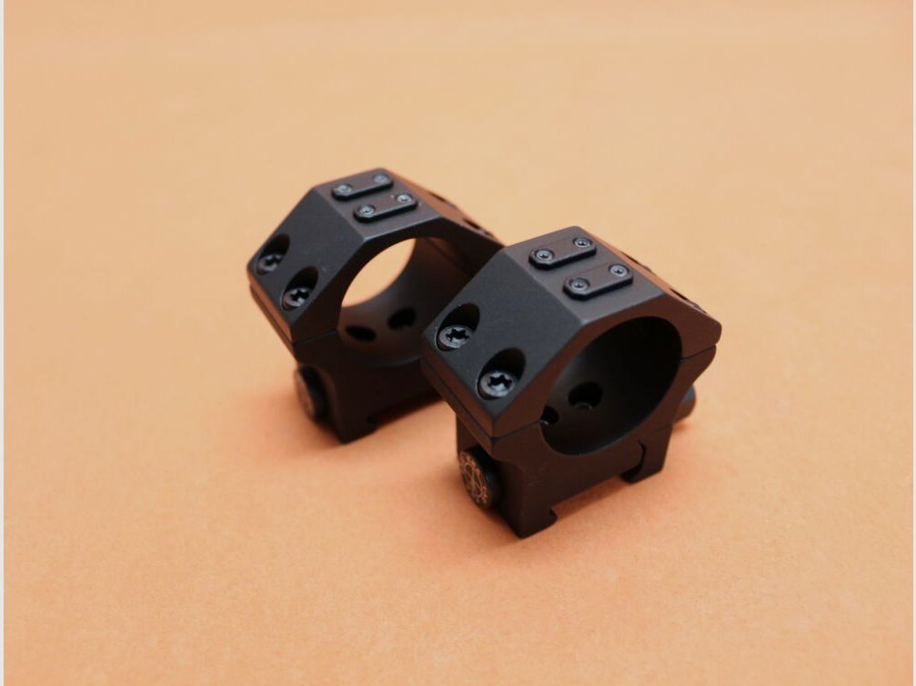 Recknagel Era-Tac Montageringe 30mm (T5003-0010) mit Mutter, Alu schwarz, BH=10mm für Picatinnyprofil