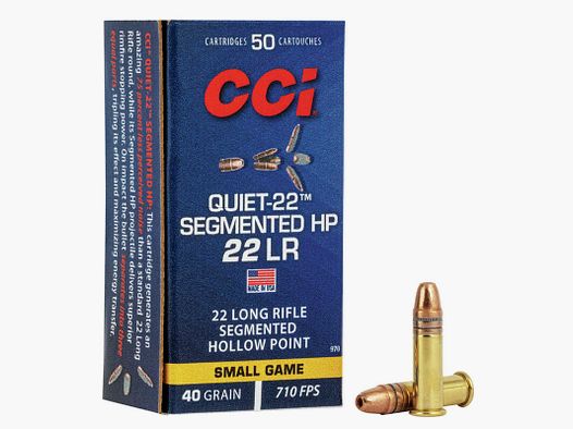 CCI Quiet-22 .22 LR 40GR Segmented HP 50 cartouches