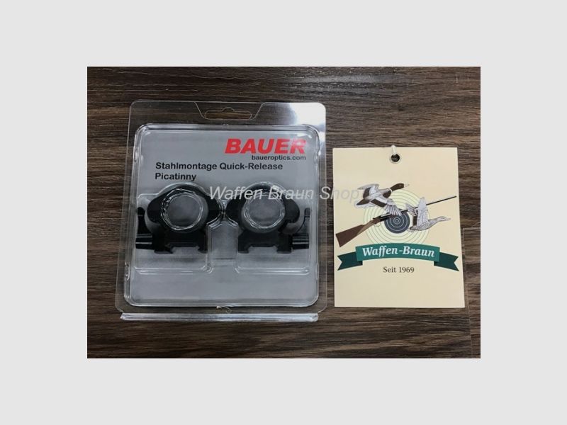 Bauer Quick-Release Ringmontage für Weaverprofil, Schwarz matt, 30mm, niedrig 8,6mm , Stahl