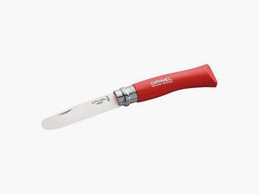 Cuchillo para niños Opinel, acero inoxidable, madera de haya, rojo