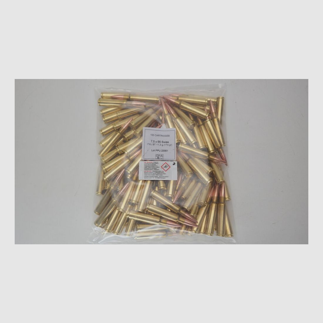 PPU Privi Partizan VM FMJ BT 174 grain 9.3 grams in 100 bulk pack IMMEDIATELY AVAILABLE - 7.5x55 Swiss