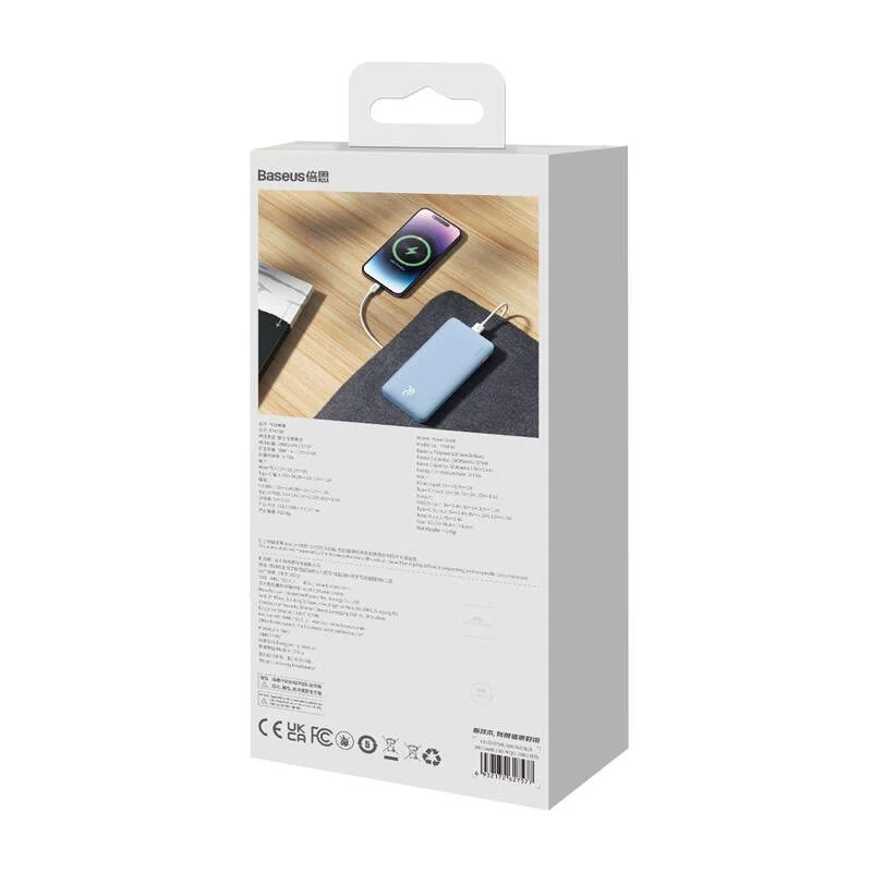 Batterie externe BASEUS AIRPOW 10000MAH 20W (BLEU), image 14 sur 18