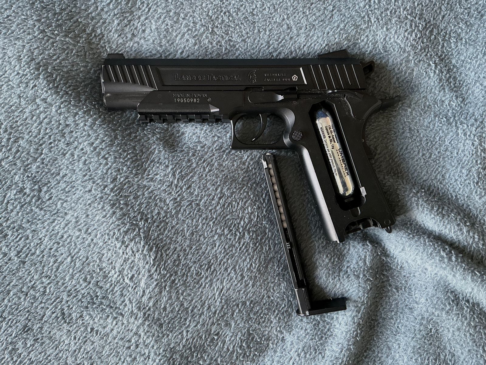 Lancer Tactical LTX-50B 1911 Black, CO2, GBB, Airsoft, Pistole, 1,5 J, Blowback, Metallpistole