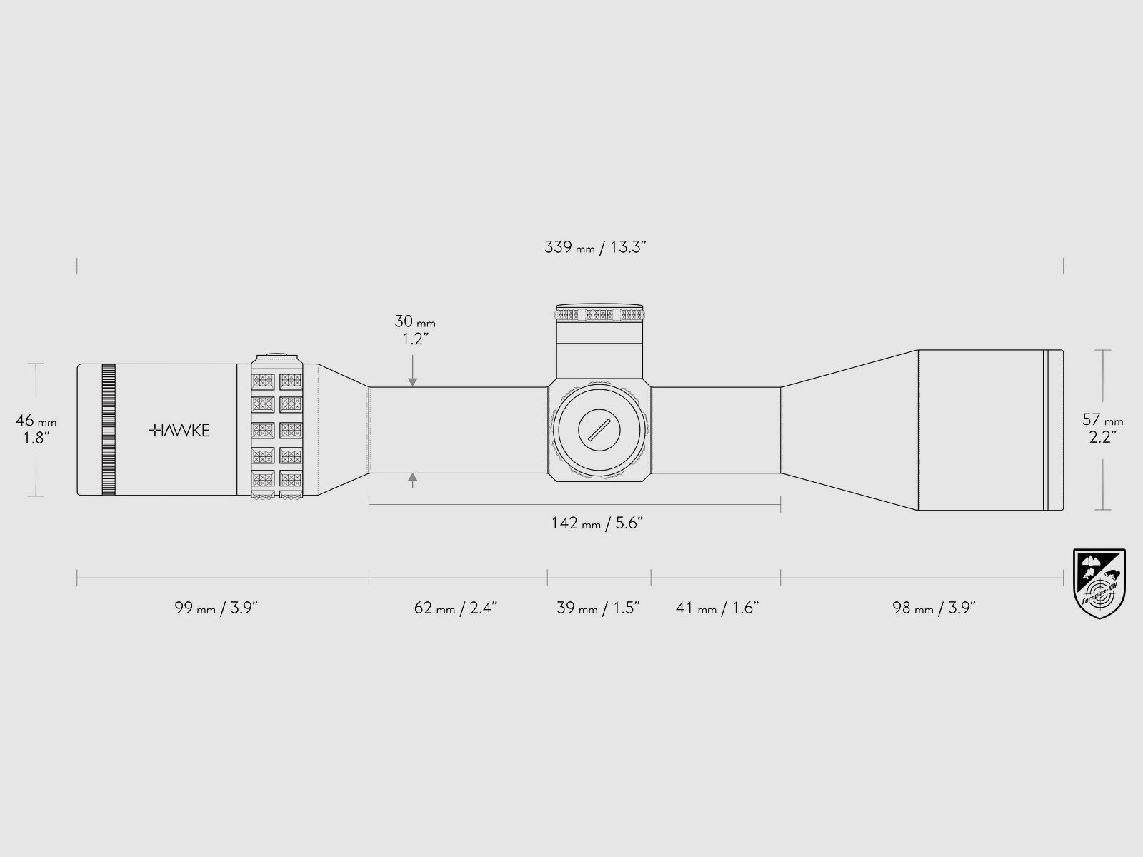 HAWKE 17450 Zielfernrohr Sidewinder 30 FFP 4-16x50 FFP Half Mil Absehen