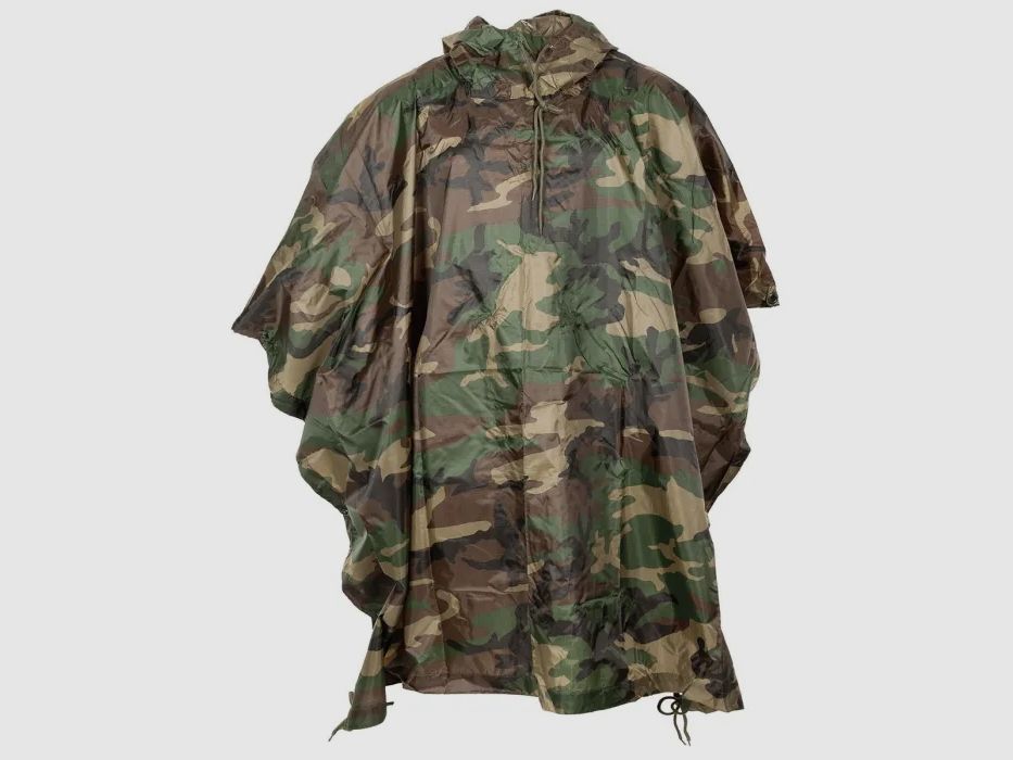 Light rain poncho (300g), woodland, rip-stop fabric, one size (223x144cm)