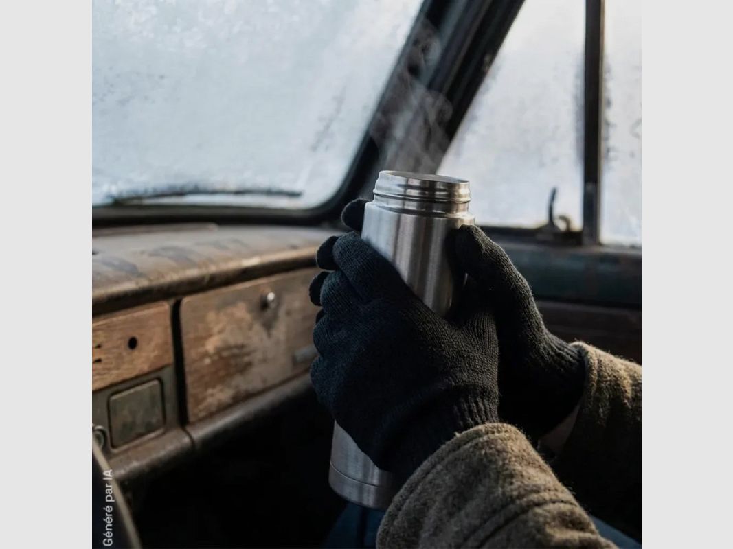 Black stretch touchscreen gloves 24 cm with brushed interior, image 3 of 6