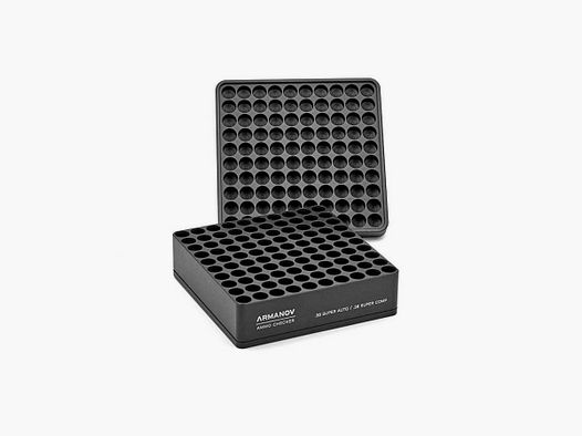 Armanov GB Case Gauge Box 100 rnd Pockets with Flip Cover, Color: Black, Caliber: 9x19 For MTM