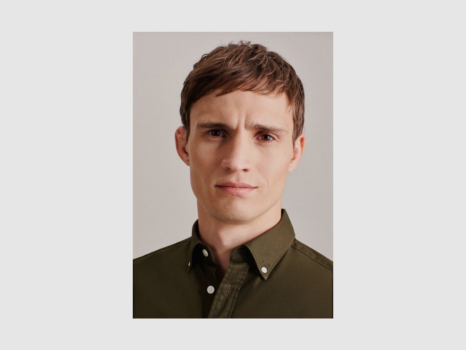 SEIDENSTICKER twill casual shirt in regular with button-down collar