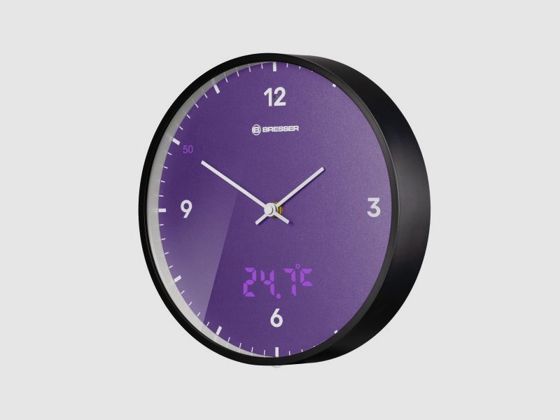 Orologio da parete 24 cm con indicatore di temperatura BRESSER MyTime LEDsec, immagine 13 di 15