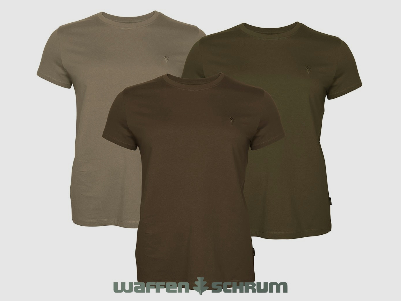 Pinewood T-Shirt 3er Pack Green/ H.Brown/ Khaki