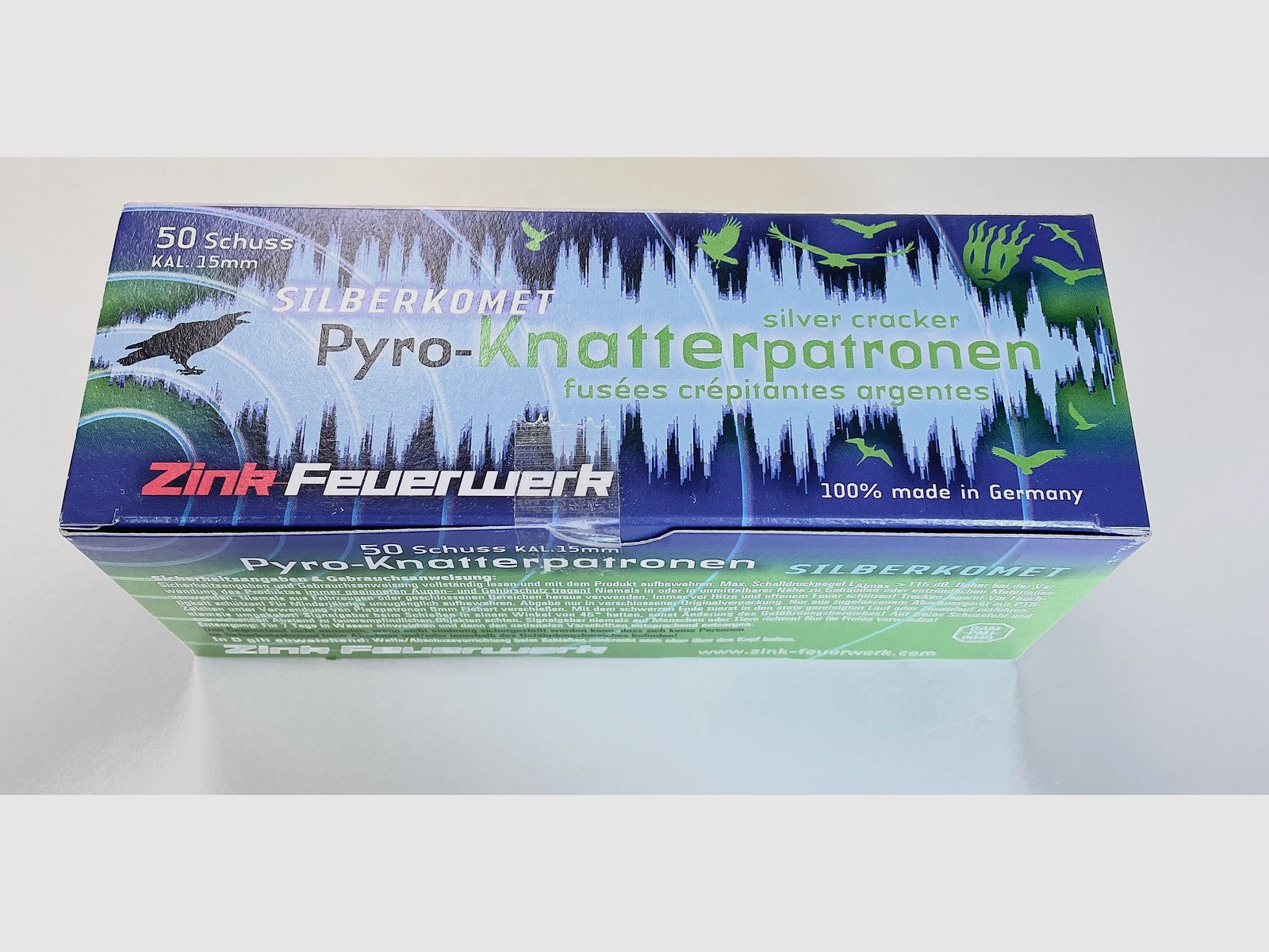 ZINK Feuerwerk Pyro-Knatterpatronen Silberkomet Kal.15mm 50Schuss