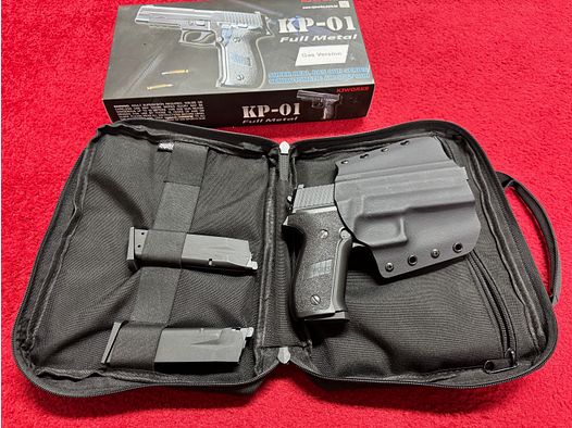 KJ Works KP-01 SIG P226 full metal Gas Blow Back Airsoft GBB 6mm + sacoche-holster - 3 magazines