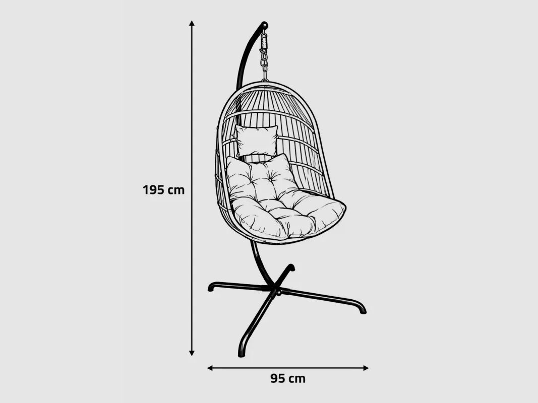 Hängesessel 4 Füße aus Stahl mit Polyesterkissen - Faltendes Design und Entspannung, Bild 15 von 17