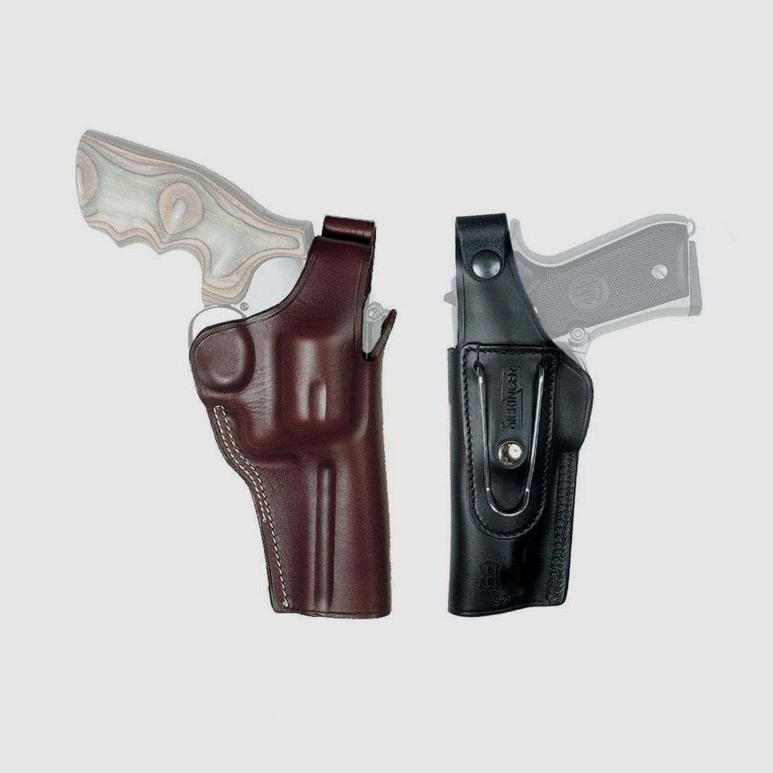 Gürtelholster mit Clip "G-MAN" 6" L-Frame S&W 586/617/686,Ruger GP100,Taurus 66/627/869,HW 357,Colt King Cobra,Dan Wesson .357-Linkshänder-Braun