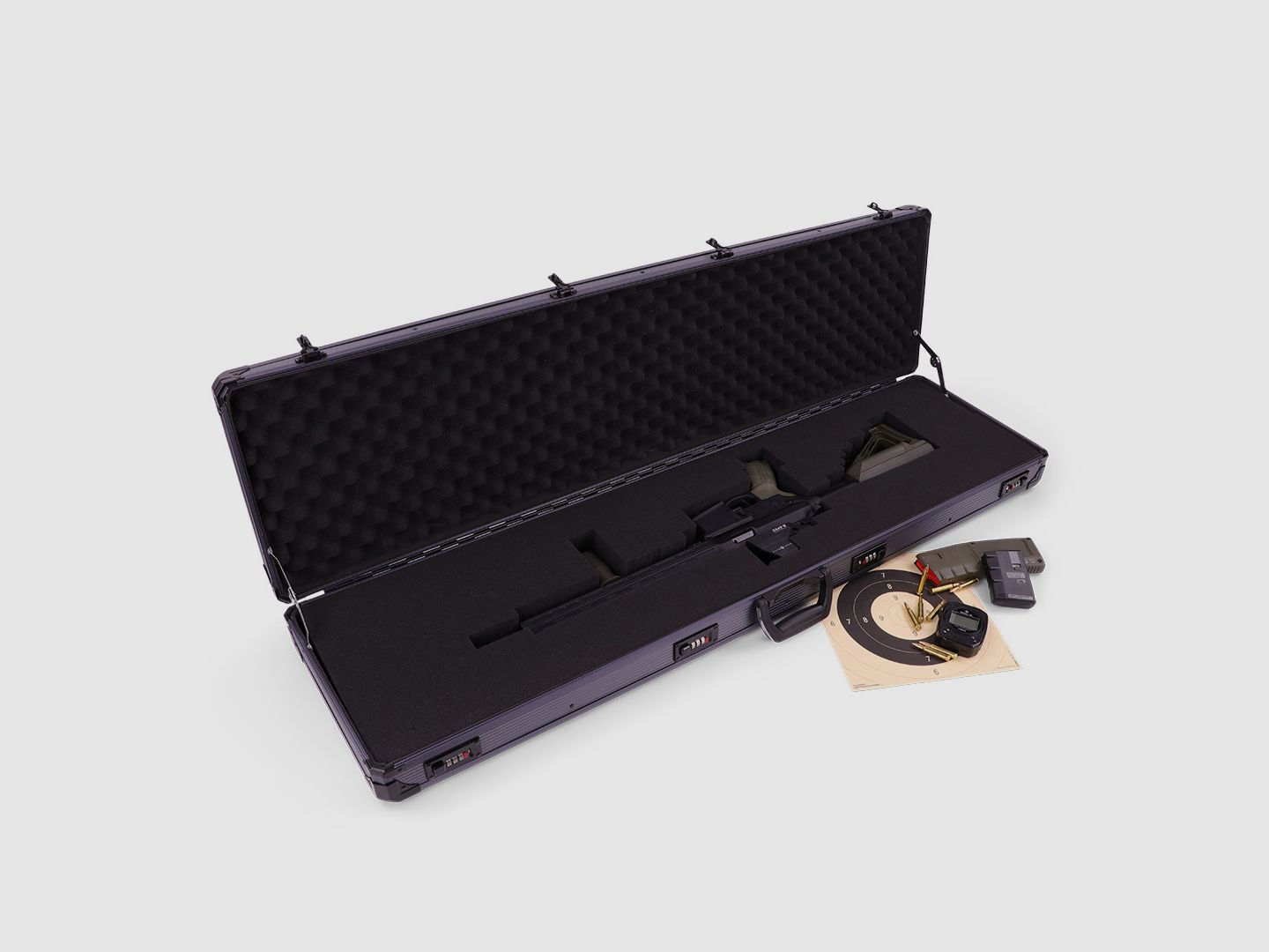 Custodia per fucile invernale W12 – lunghezza interna di 119 cm – 1 fucile lungo – 4 serrature a combinazione – griglia (Grigio)