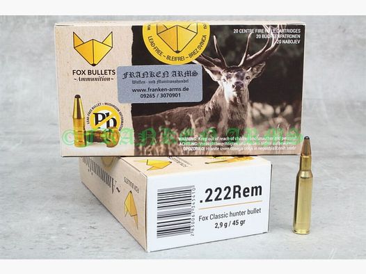 FOX Bullets	 Classic Hunter .222 Rem. 45gr. 2,9g 20 Stück Staffelpreise