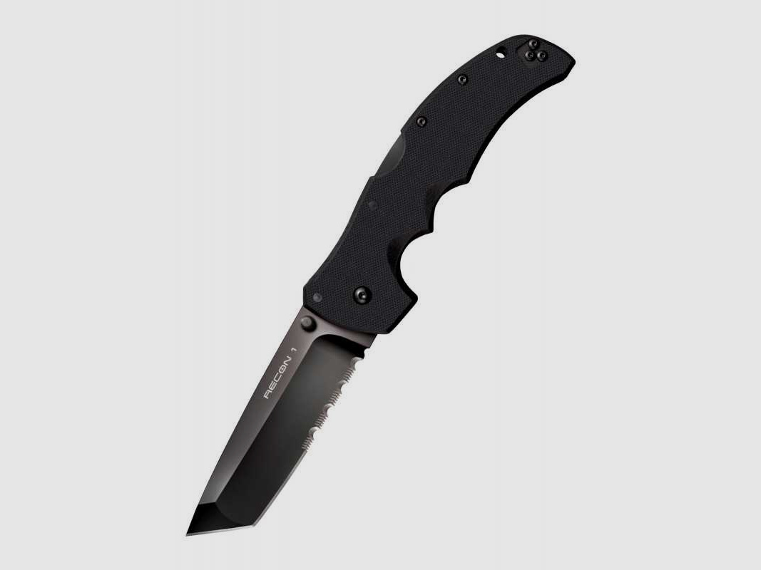 Cold Steel Recon 1 Tanto Point Taschenmesser, S35VN, Schwarz, Teilwellenschliff