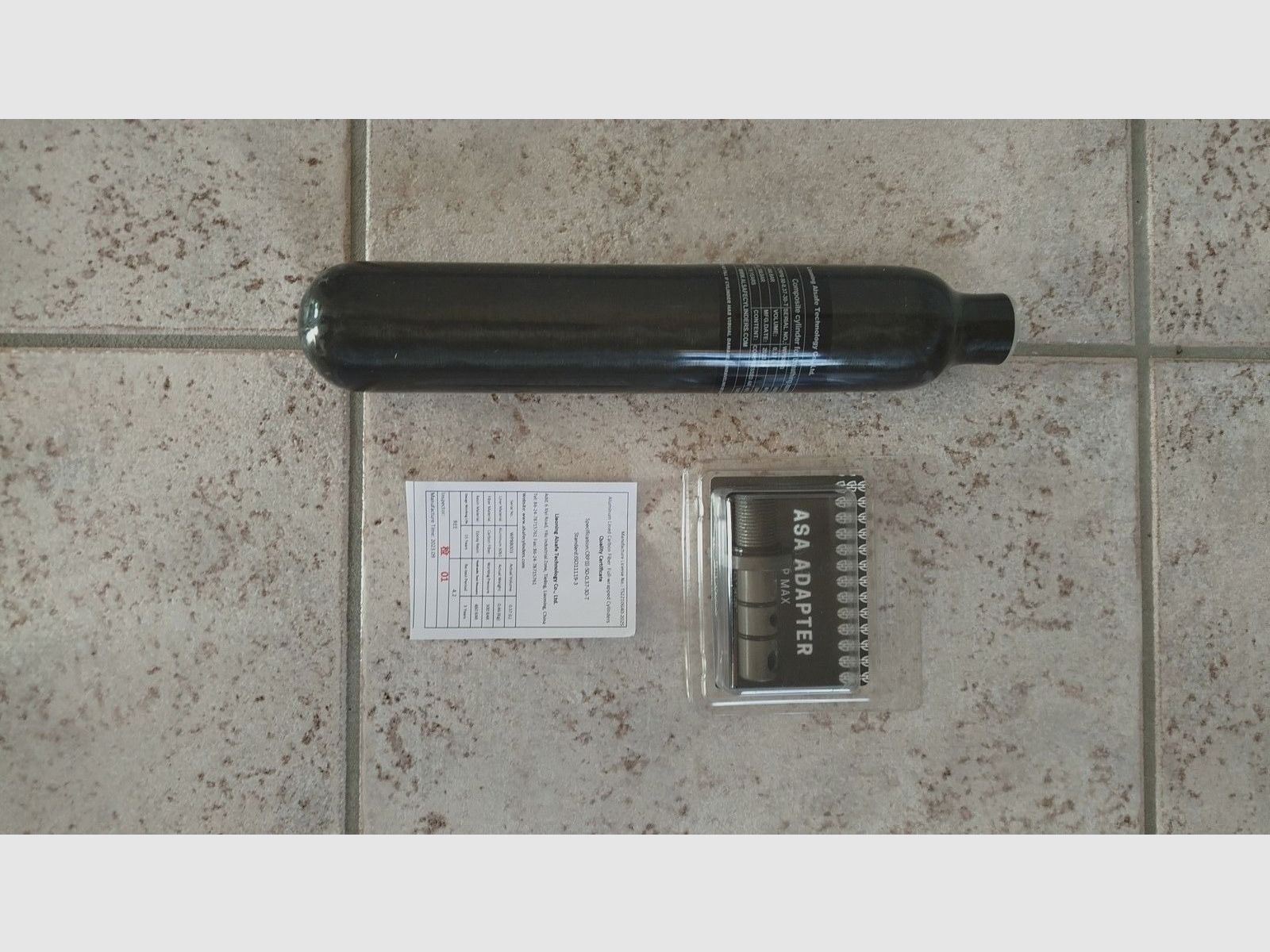 AEA HP Max MK1 Carbon Compositflasche 300bar 0,37l mit passendem Adapter