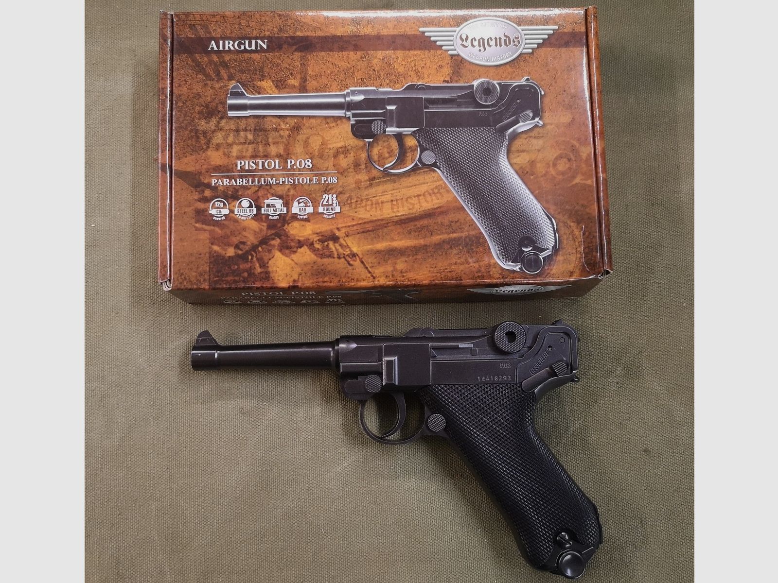 Luger 08 Pistola de Aire Leyendas Todo Metal