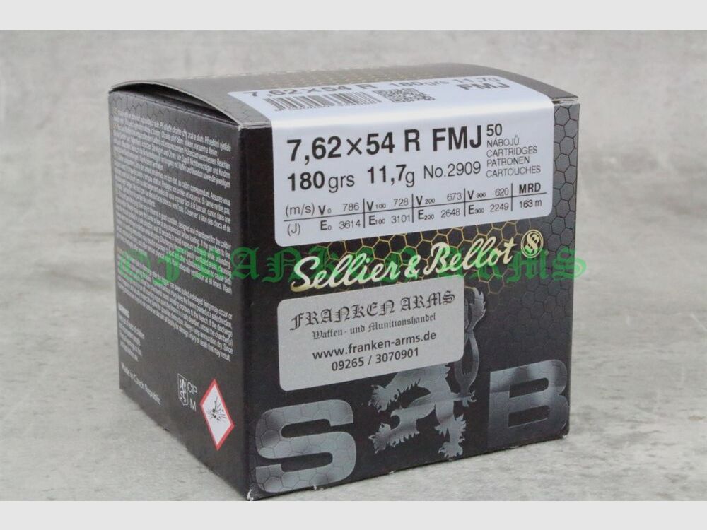 Sellier&Bellot 7,62x54R FMJ 180gr. 11,7g 50 Stück Staffelpreise