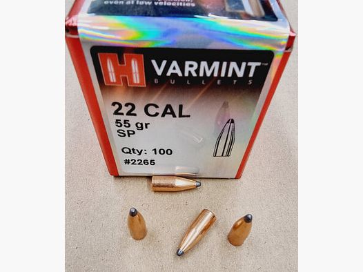 .22/.224-55grs SP Hornady Geschosse 100 Stk. No. 2265