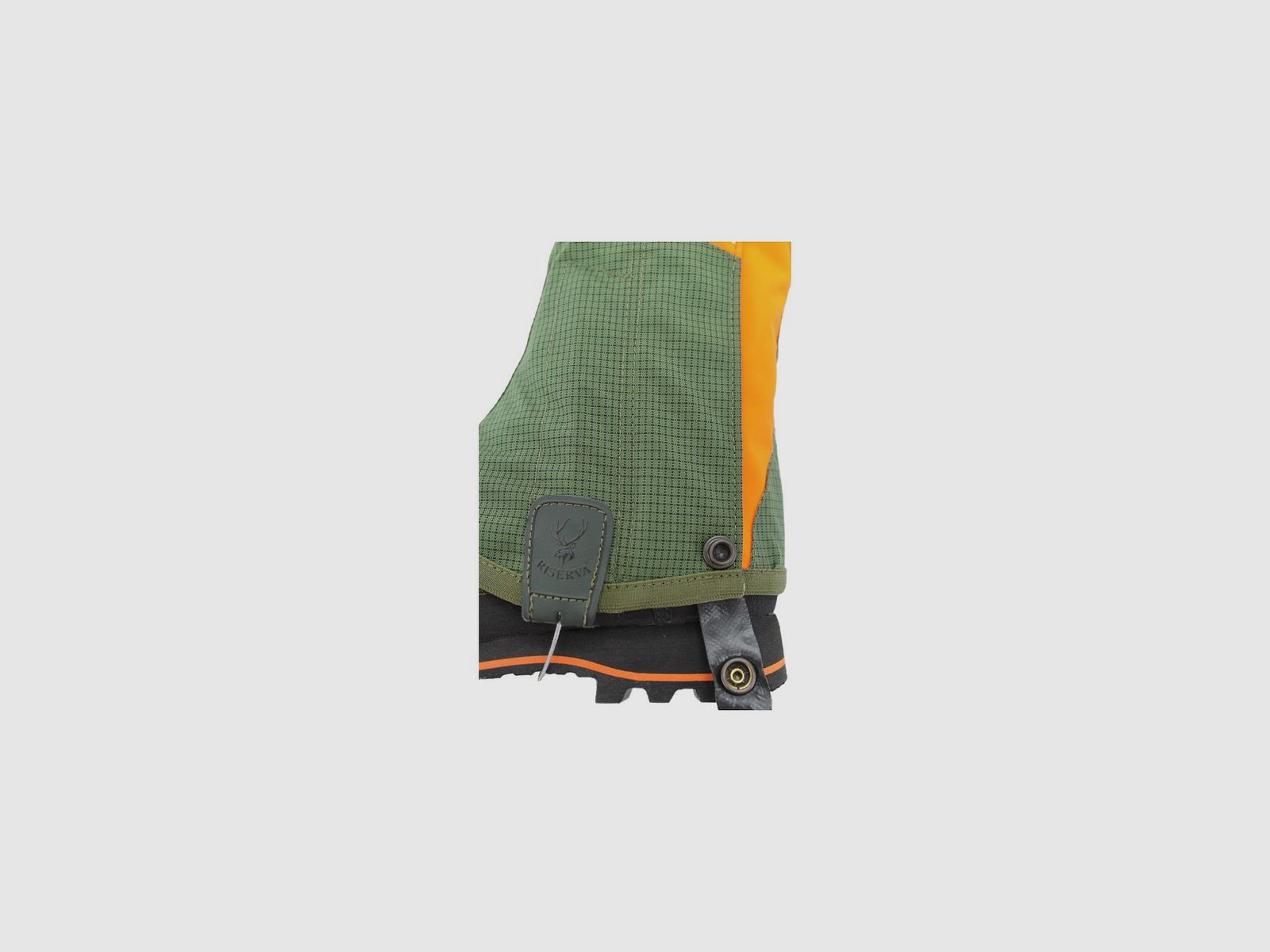 Riserva - ergonomische Gamaschen aus grünem und orangefarbenem Ripstop-Cordura mit hoher Sichtbarkeit, Bild 3 von 8