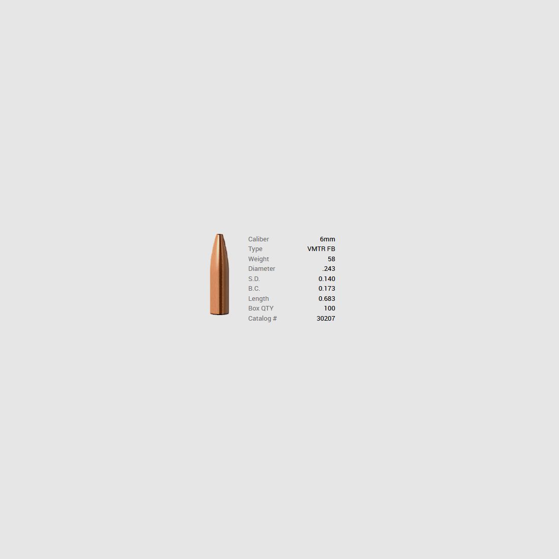 Barnes Geschoss 6mm/.243 58GR Varminator HP FB 100 Stück