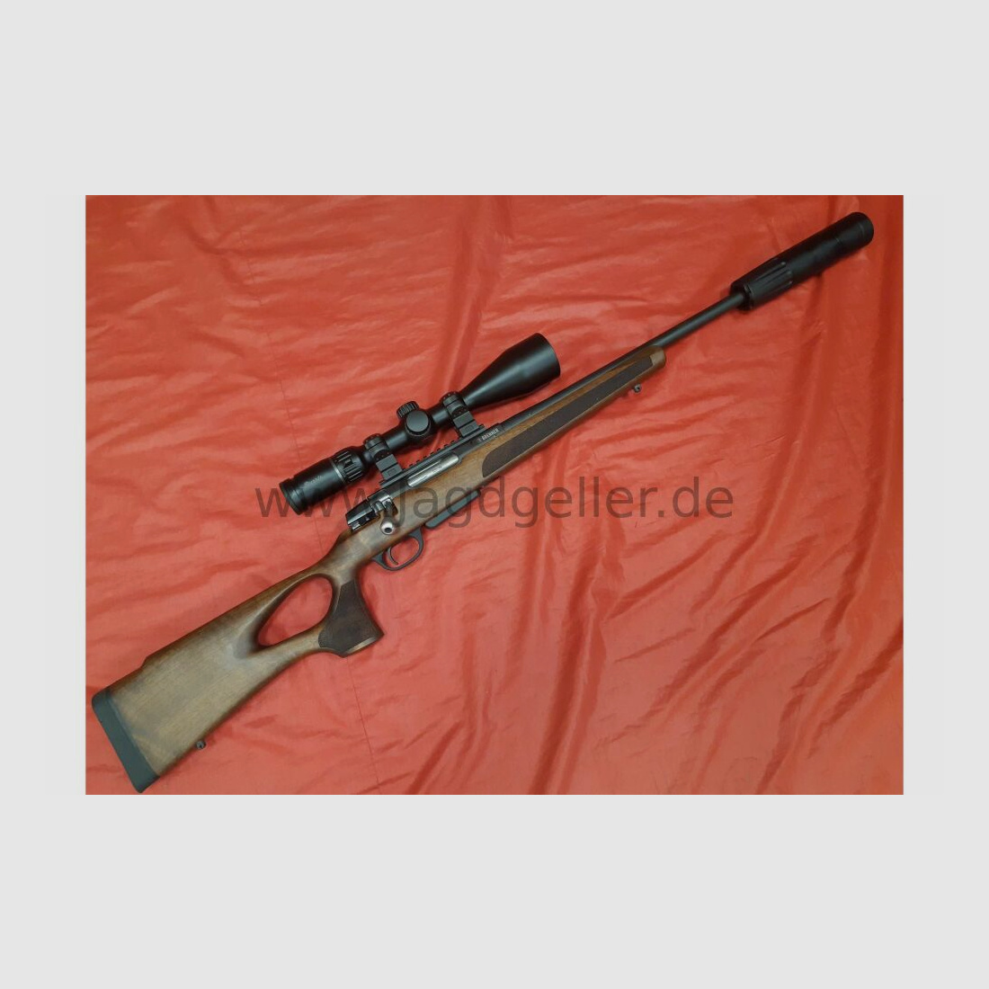 Repetierbüchse BRENNER BR20 308 Win. Holz-Lochschaft + Schalldämpfer und 3- .308Win