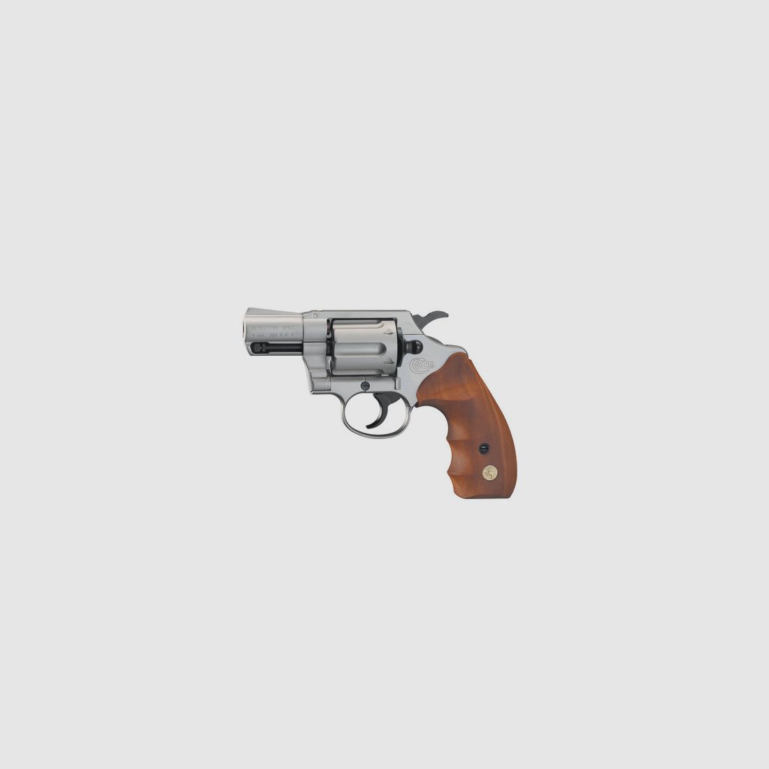 Colt Detective Special 9mm R.K. nikkel, houten handgrepen alarmwapen