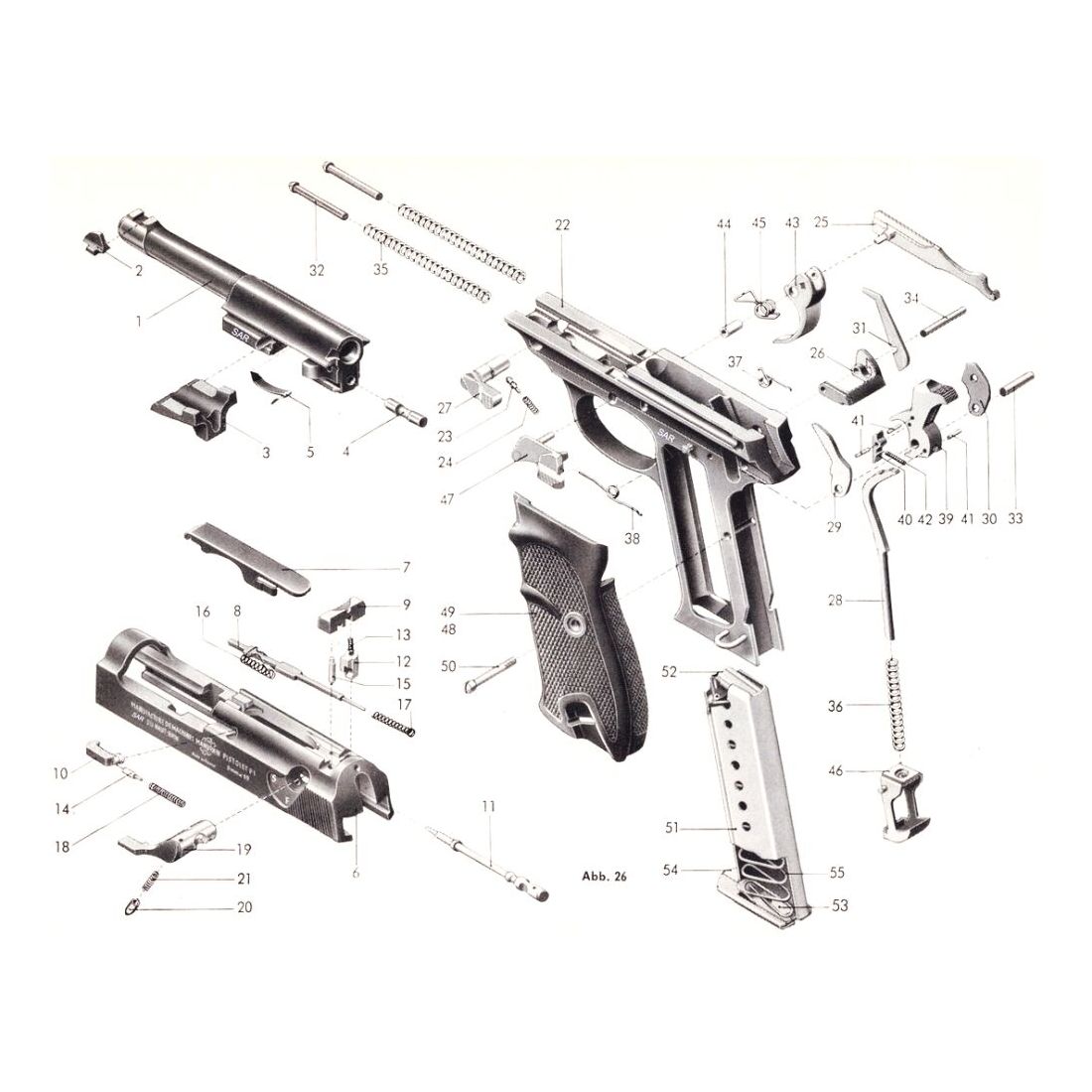 Walther	 Magazinbodenhalter [53] für Walther Pistole P38 / P1