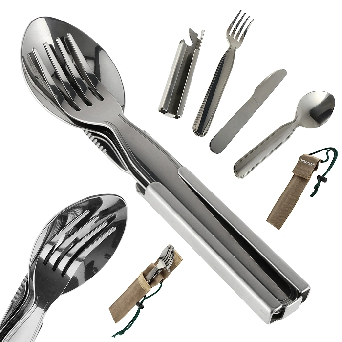 Outrest Foodkit 4w1 - Wojskowy Niezbędnik Turystyczny ze Stali Nierdzewnej z Etui (K704F), zdjęcie 19 z 20