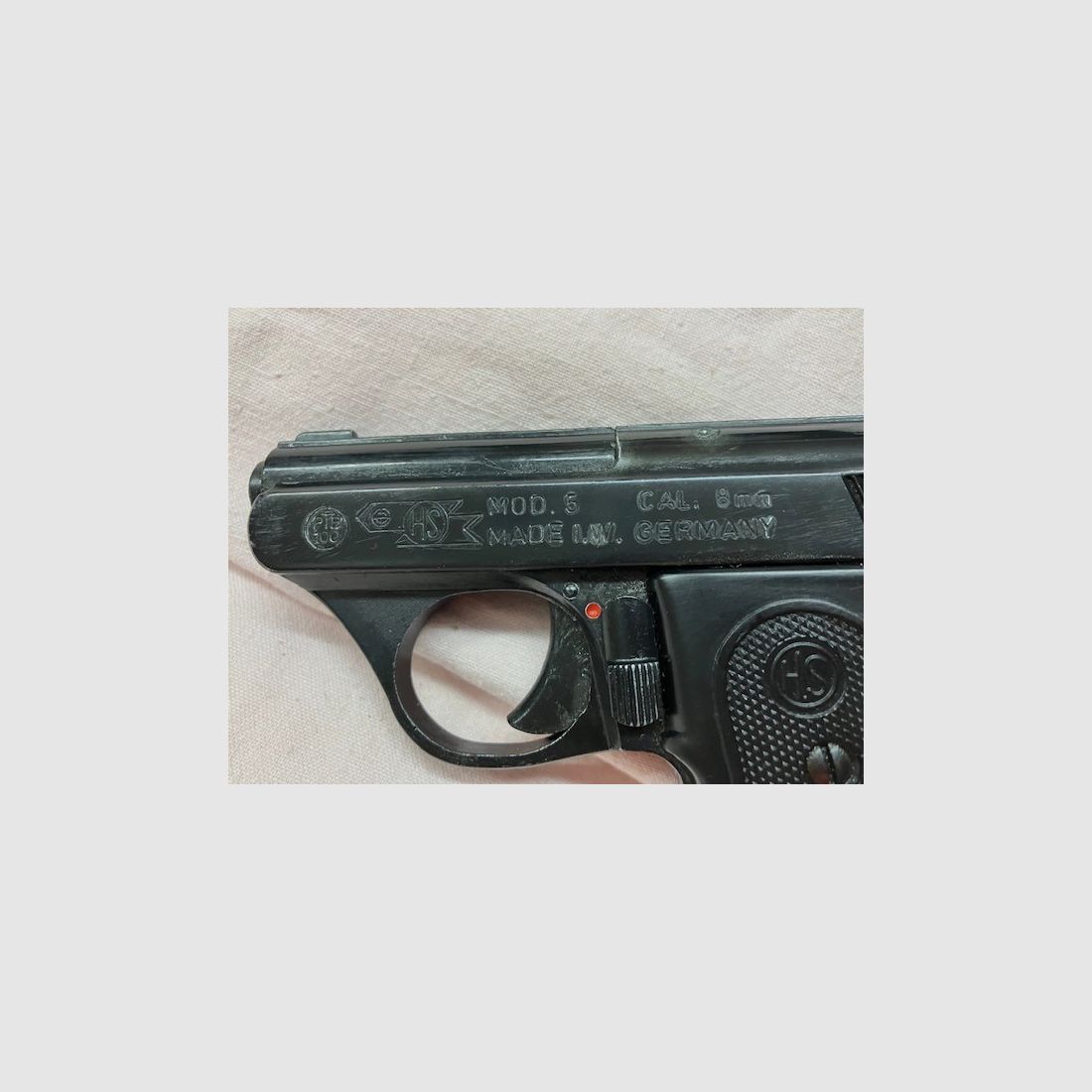 HS Gas- und Alarm-Pistole, Mod. 5, Kal. 8 mm, PTB Nr. 100, Taschenpistole 6-schüssig