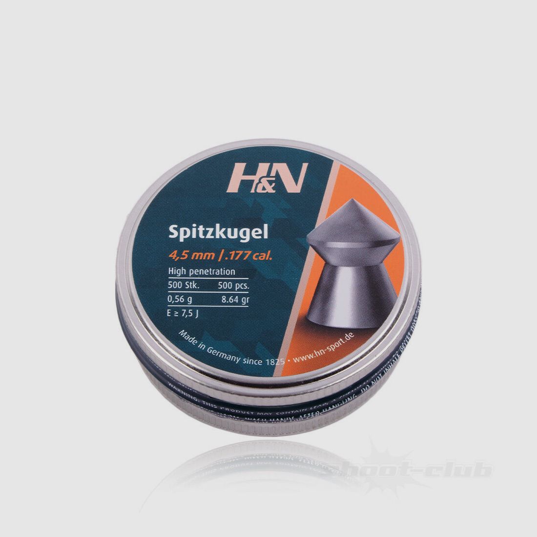 H&N Diabolo kulki szpiczaste, gładkie 4,5mm / 0,56 g / 500 sztuk