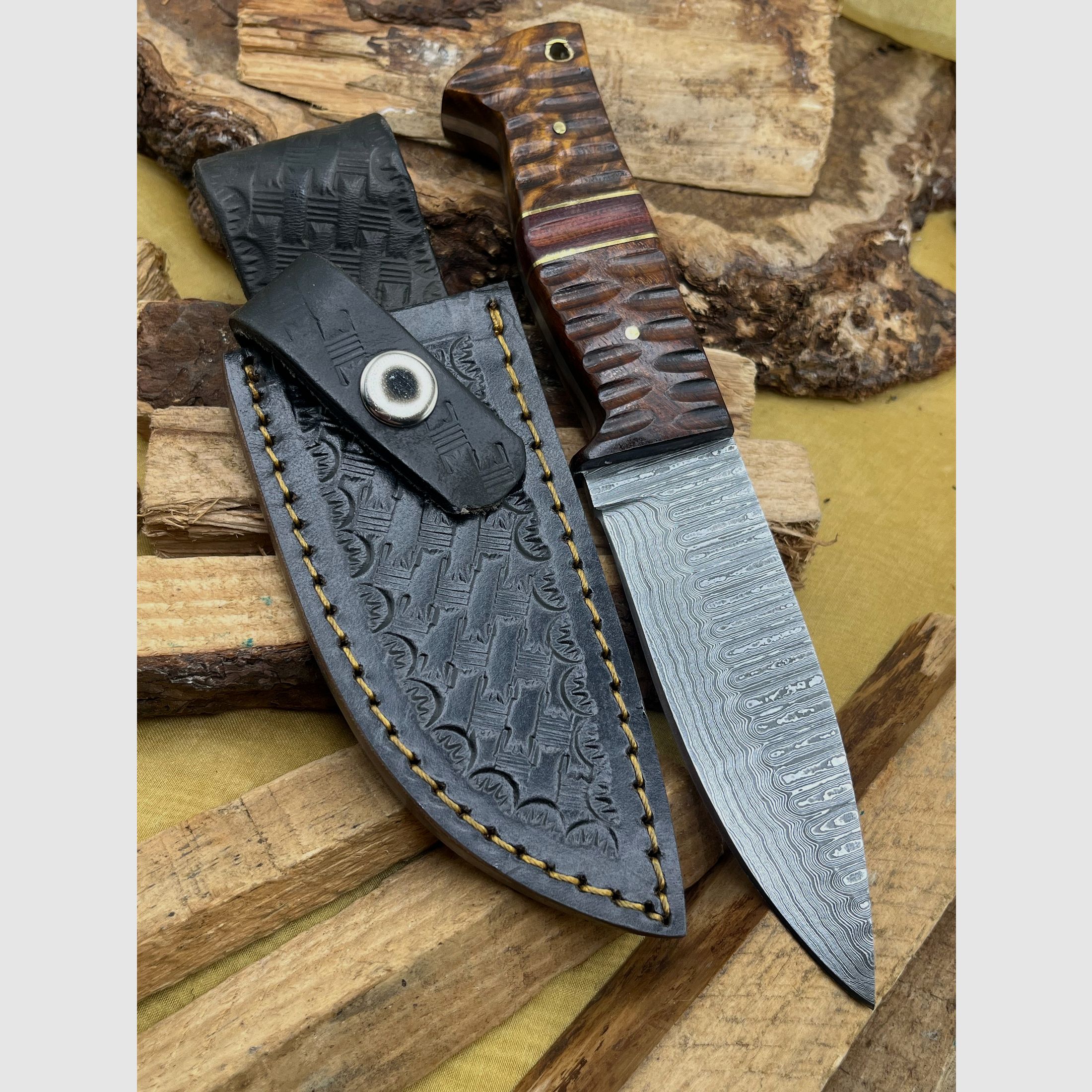 Jachtmes Damast Handgemaakt