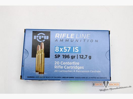 PPU Privi Partizan 8x57 JS 12,7g/196gr SP Teilmantel 20 Schuß