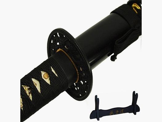 Il Shogun Kuro Katana - acciaio al carbonio 1045 con supporto per spada