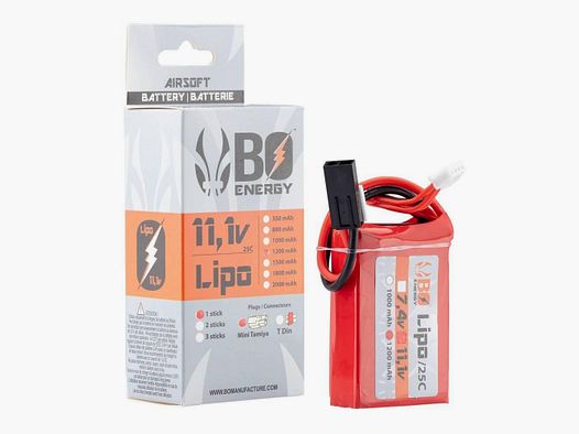 Lipo-Batterie 3S 11.1V 1200mAh 25C Bo Manufacture - Mini Tamiya - Zuverlässige Leistung für Modellbau