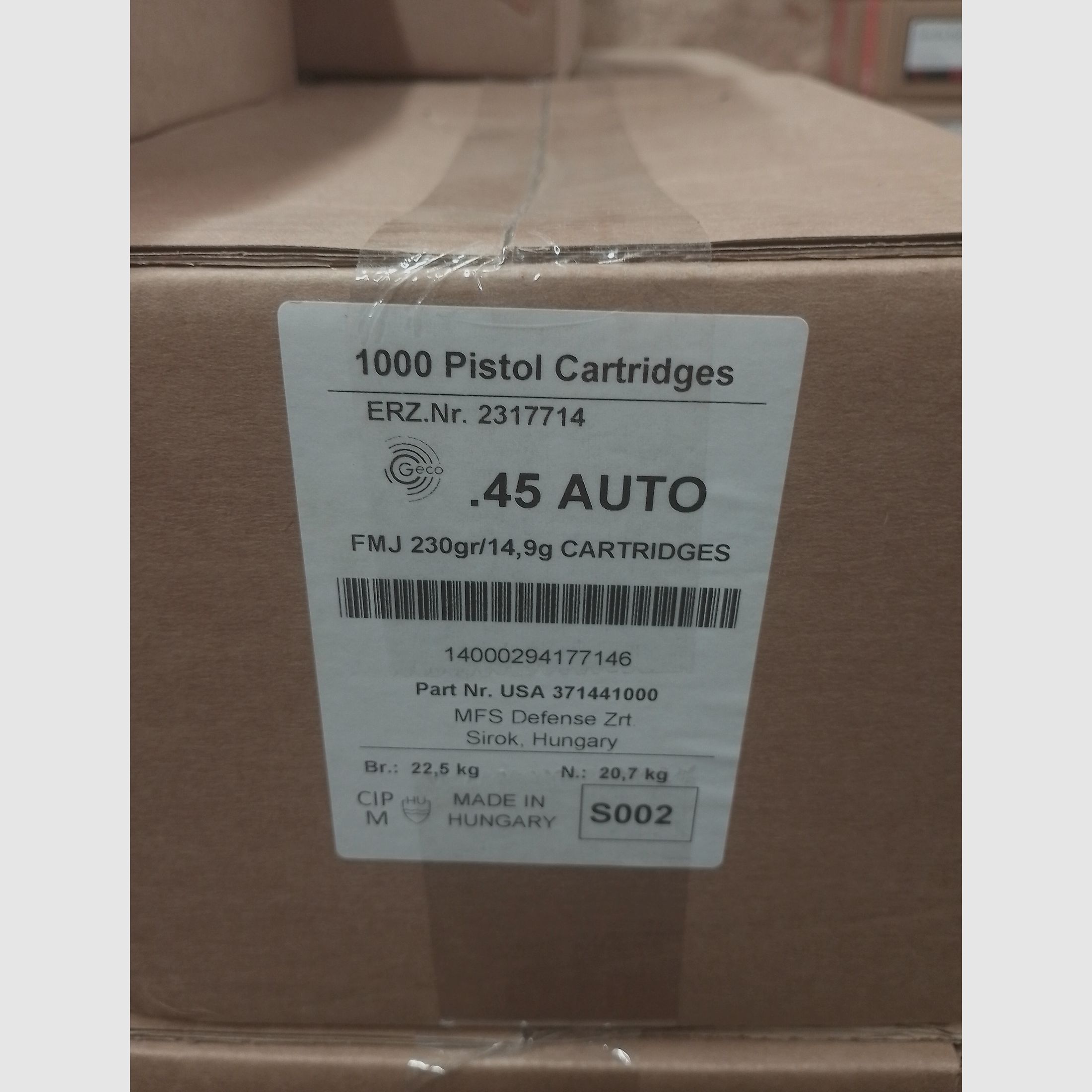 Geco .45ACP 1000Schuss/Packung