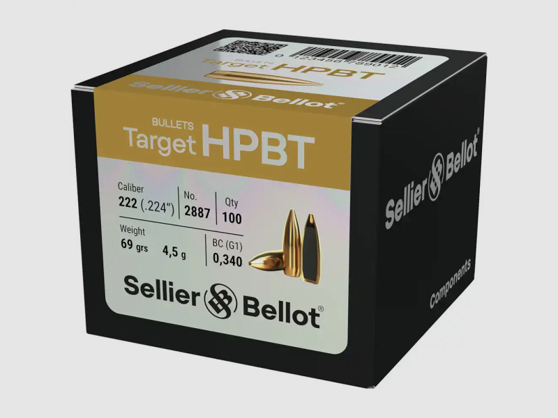 SELLIER & BELLOT TARGET BULLETS .224 / .223REM - HPBT - 4.5 G / 69 GRS - 100 PIECES