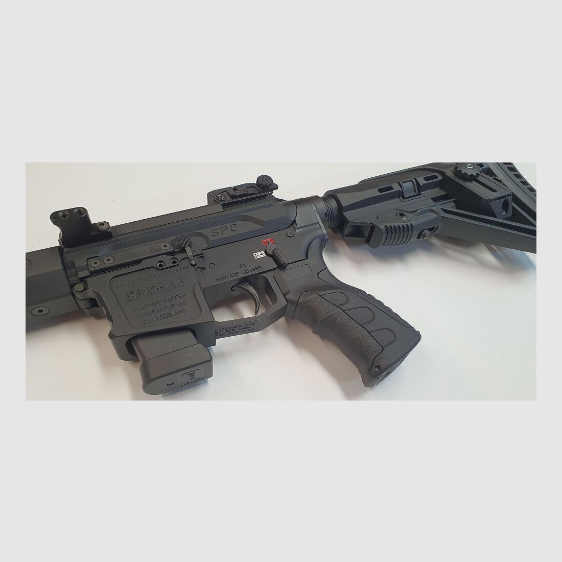 GWMH AG Semi-Automatic Rifle GWMH SPC-SPORTER A4 10" (SWISS PISTOL CARBINE) BLACK Cal..45ACP AR15 Glock Magazine