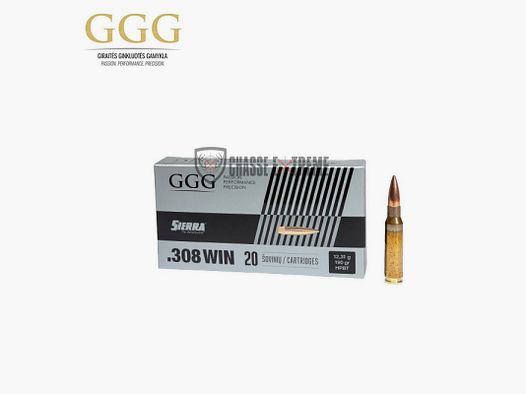20 Cartucce GGG 190Gr Cal .308 Win HPBT Sierra Matchking