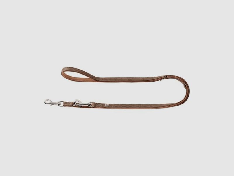 Hunter Verstellbare Führleine Porto L max. 200 cm, B 1,5 cm Tabak/Cognac