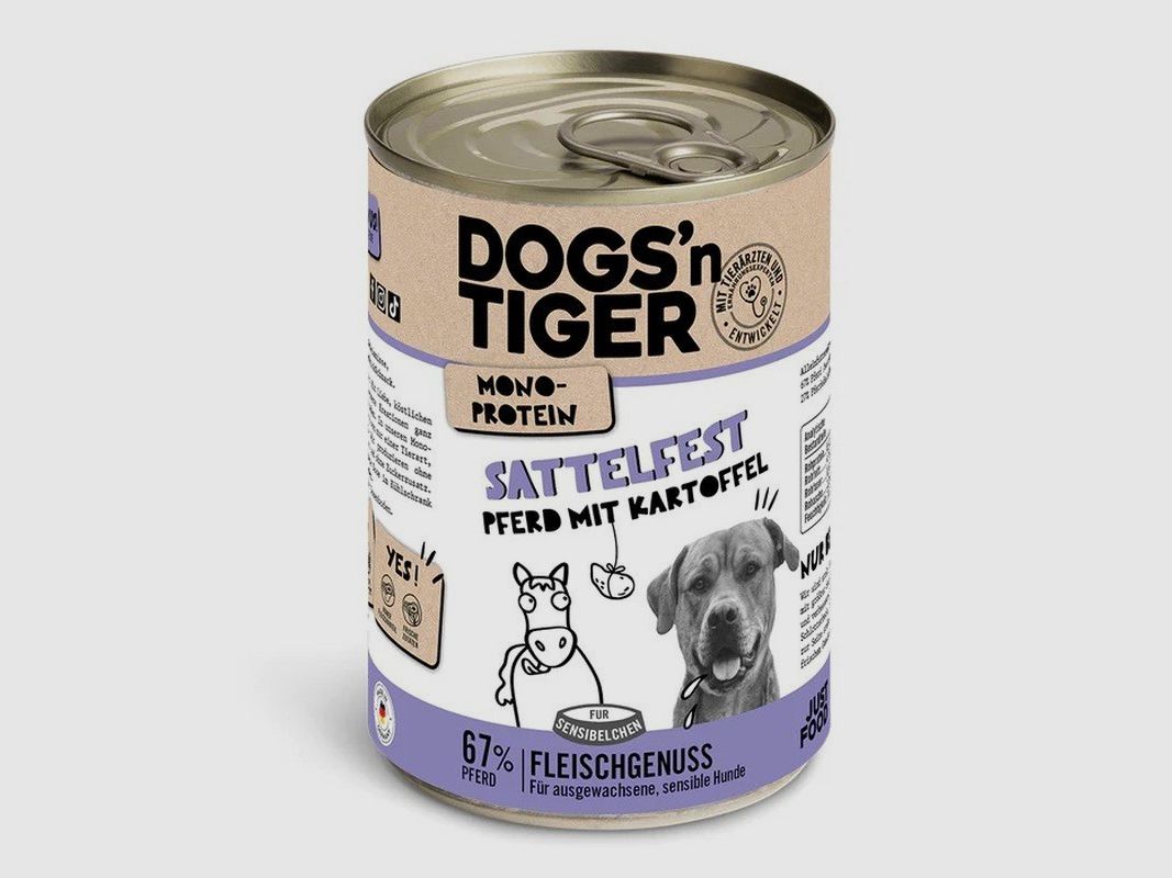 Dogs'n Tiger Hunde Nassfutter Sattelfest Pferd 400g