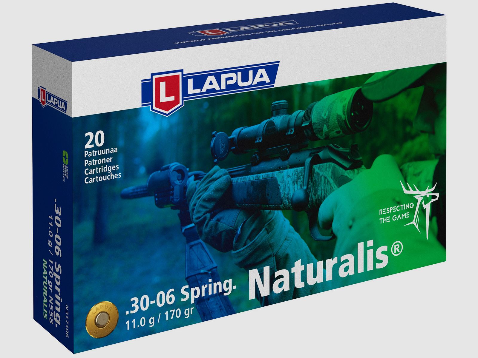 Lapua Büchsenpatronen Naturalis .30-06 Spr. 170 grains