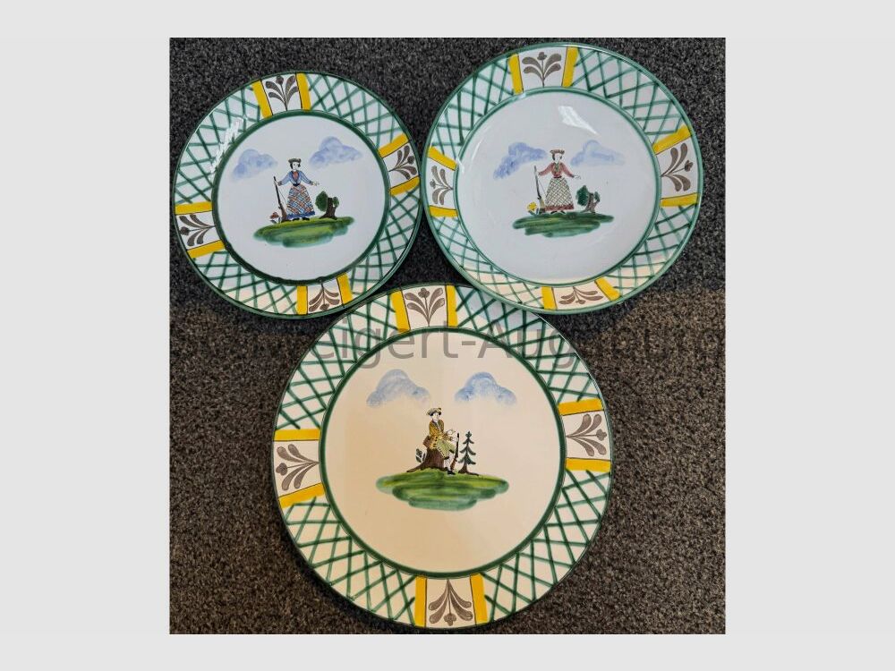 original Gmundner Speiseservice JAGD 22 Teile Handbemalt